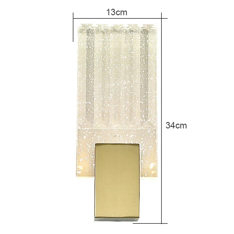 Modern Water Ripple Glass Rectangle Wall Lamp Gold 29x9cm | 41765670