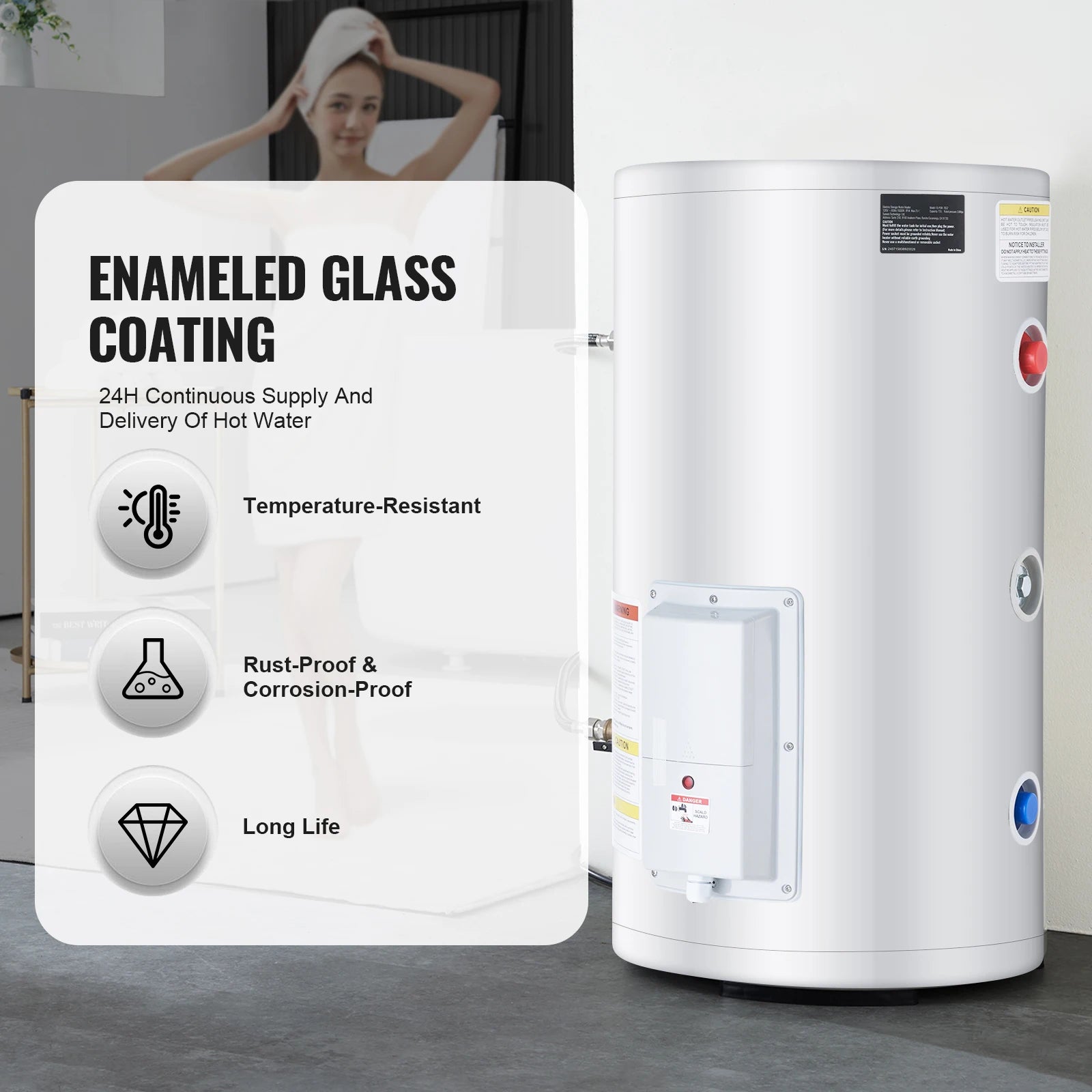 Electric Instant Hot Water Heater 1.6kW LED Display Knob Control | 100000015