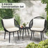 3-Piece Outdoor Bistro Set, Woven Rope Chairs with Cushions, All-Weather Patio Conversation Set with Side Table
