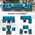 7-Piece Patio Furniture Set - All-Weather Wicker Rattan Outdoor Conversation Set in Black/Peacock Blue for Backyard Garden Pool