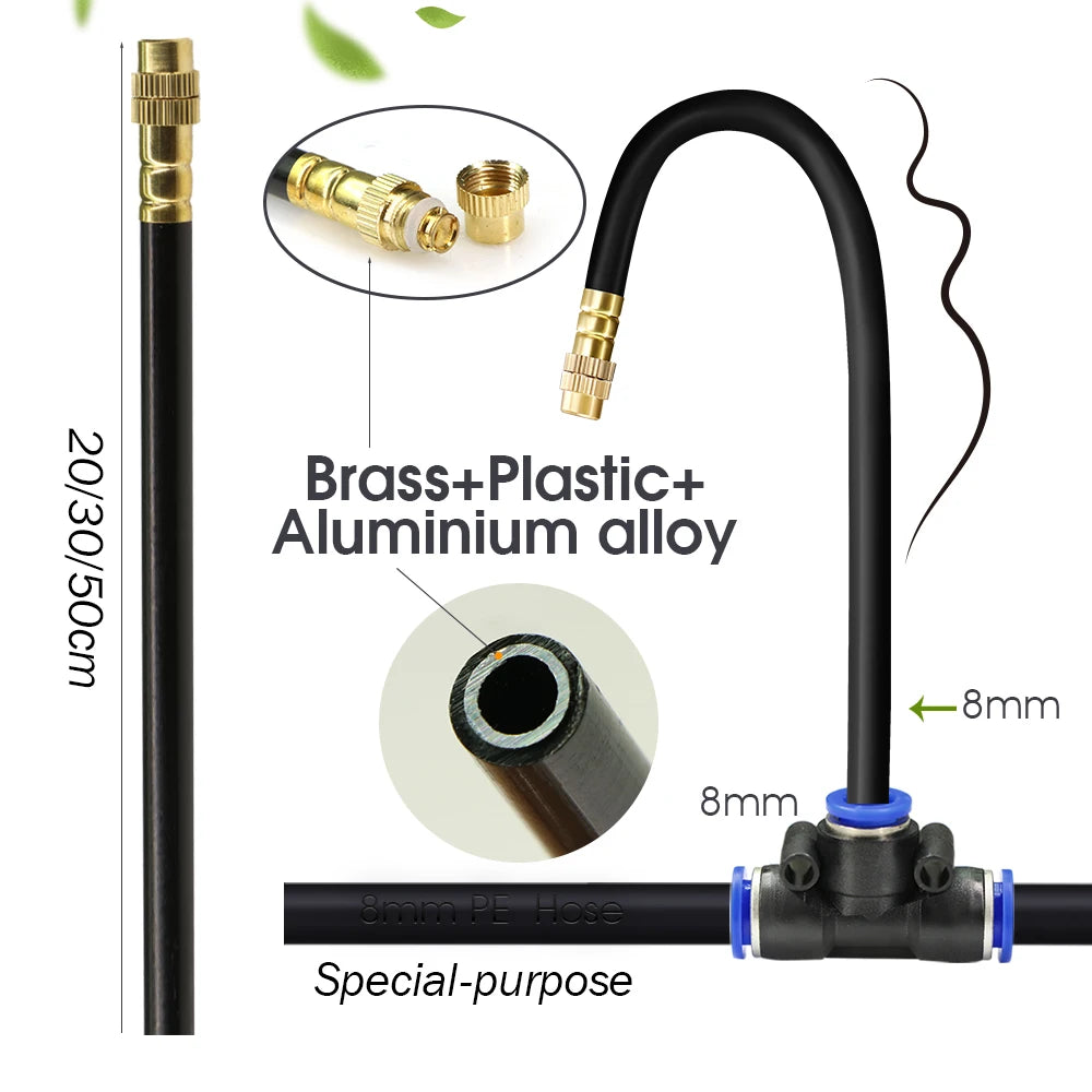 8mm PE Hose Misting Watering System Kit with Self-Priming Pump and Adjustable Sprayer