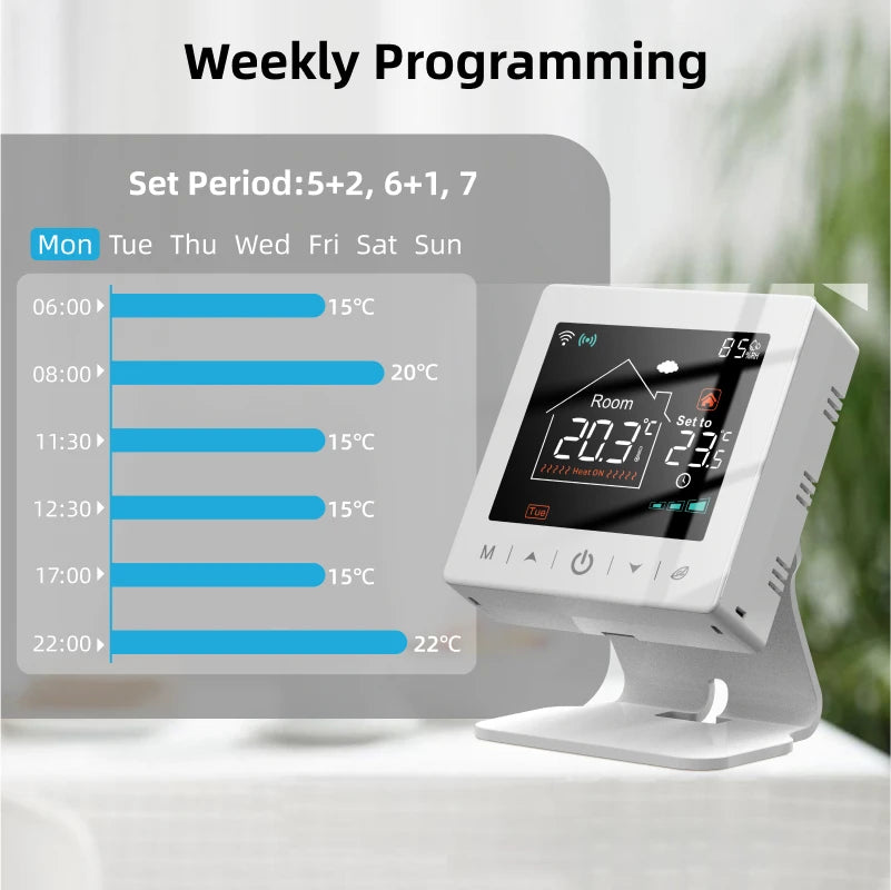 Smart Home WiFi Thermostat RF Wireless Gas Boiler Heating Programmable Room Temperature Remote Controller with Alexa Google | WiFi