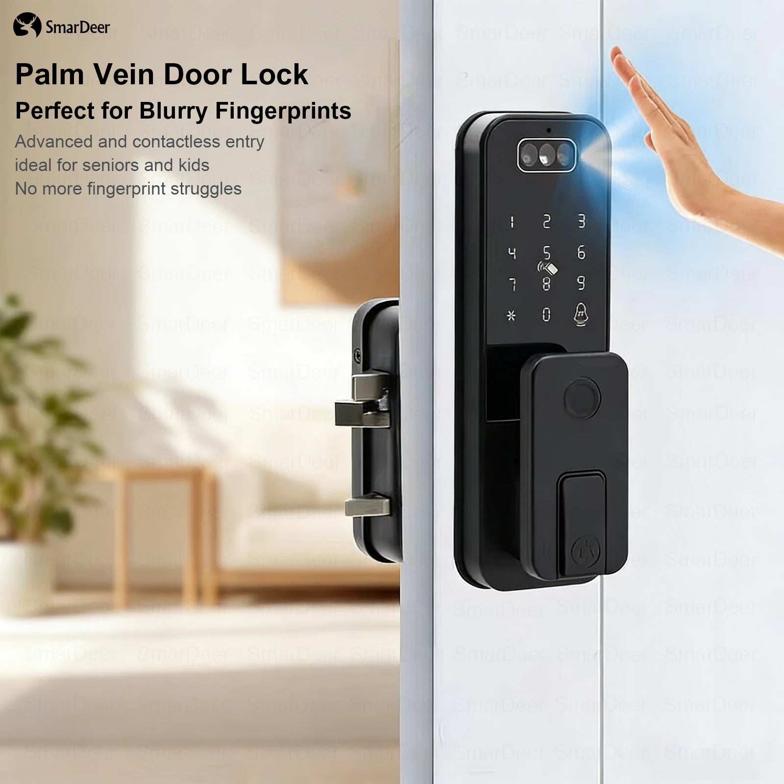 Outdoor Waterproof Fingerprint Lock, Facial Recognition Intelligent Door Lock, Outdoor Door Electronic Lock with Anti-Theft Code