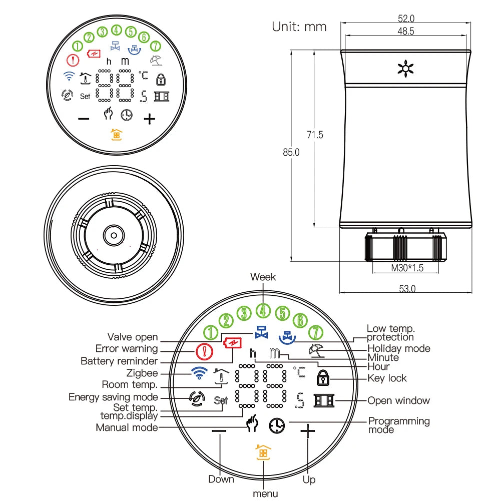 ZigBee 3.0 TRV Thermostat Smart Radiator Actuator Valve Programmable Temperature Controller Alexa Google Voice Control