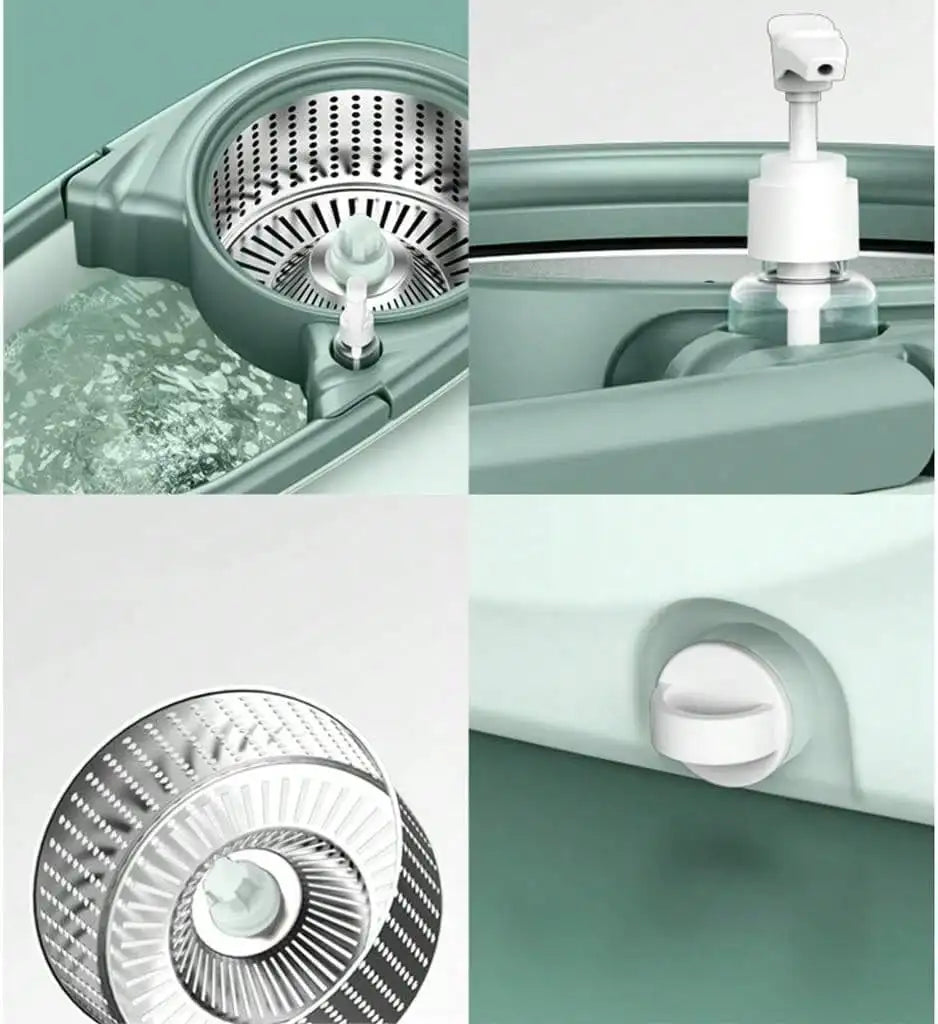 360 Spin Mop and Bucket System with Wringer 61 Inch Handle