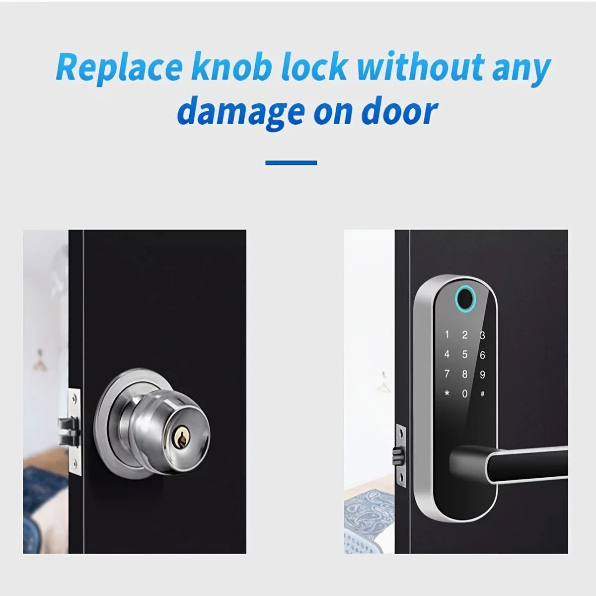 Smart Fingerprint Door Lock App Remote Control Keyless WIFI Digital Touchscreen NFC IP67 Waterproof with 2 IC Cards