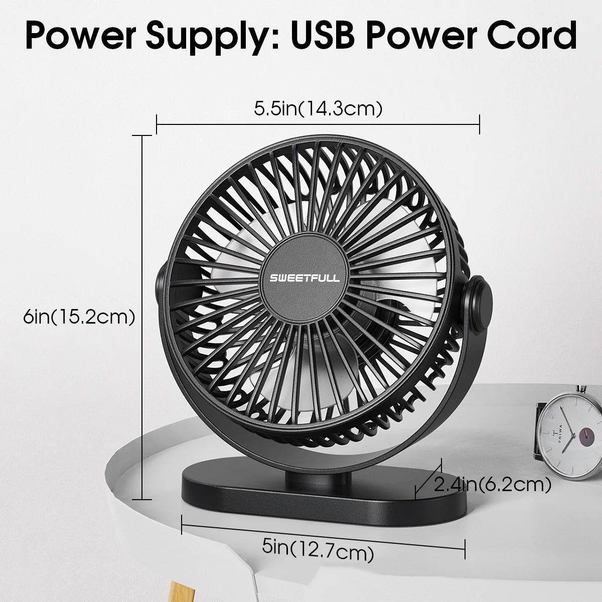 Portable USB Desk Fan with 3 Speed Settings S1s