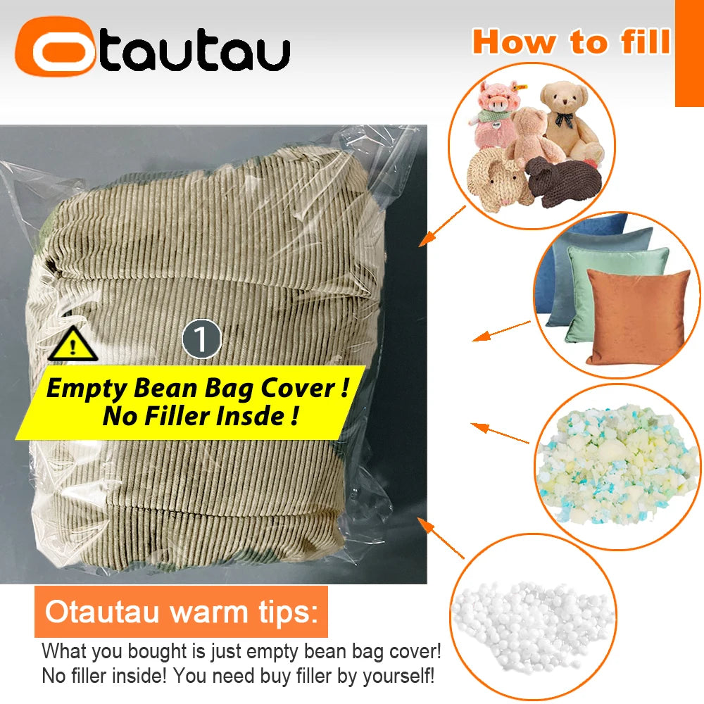 Corduroy Bean Bag Cover Doll Storage Pouf Corner Beanbag DD005 | DD005