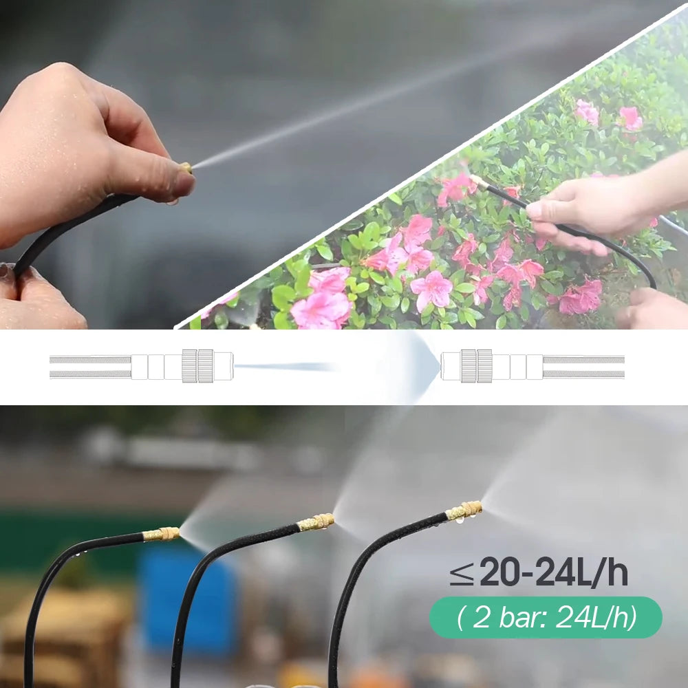 8mm PE Hose Misting Watering System Kit with Self-Priming Pump and Adjustable Sprayer