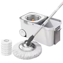 Automatic Spin Mop and Bucket Set with 6 Microfiber Refills