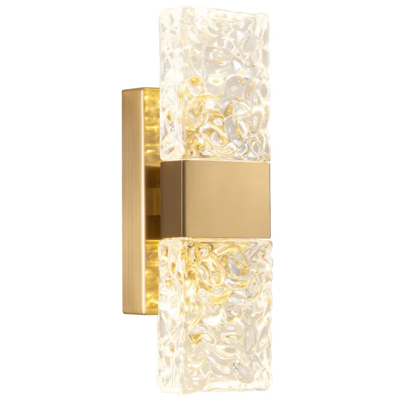Modern Water Ripple Glass Rectangle Wall Lamp Gold 29x9cm | 41765670