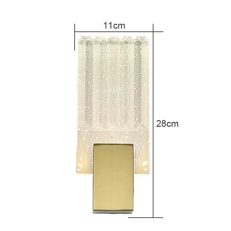 Modern Water Ripple Glass Rectangle Wall Lamp Gold 29x9cm | 41765670