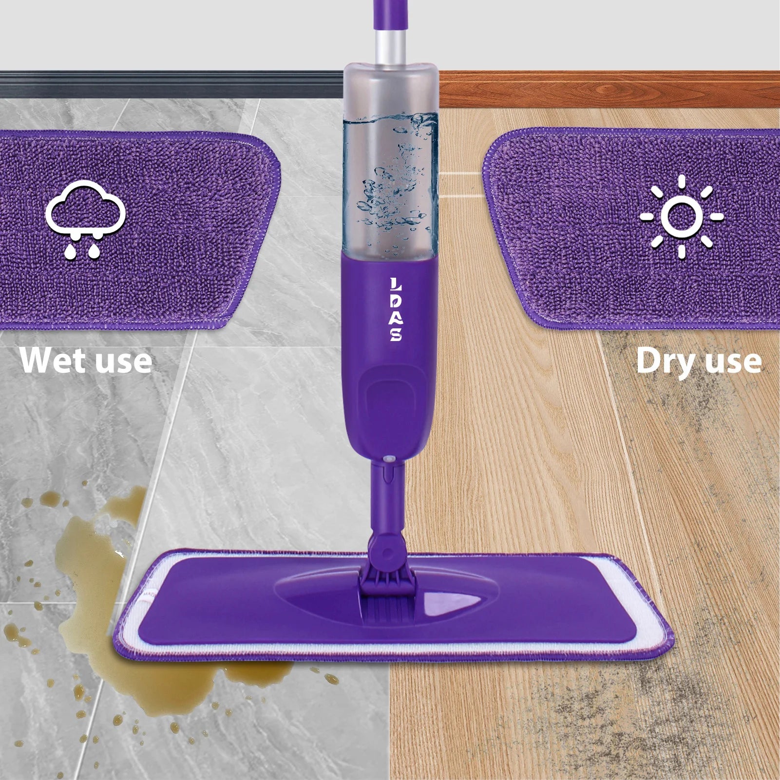 Flat Floor Cleaning Spray Mop with 16.9 fl oz Refillable Bottle