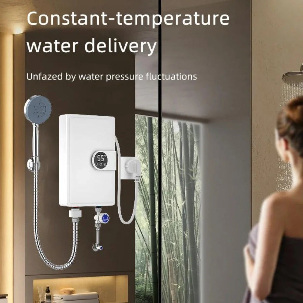 Electric Water Heater Bathroom Wall Mount LCD Display 5500W
