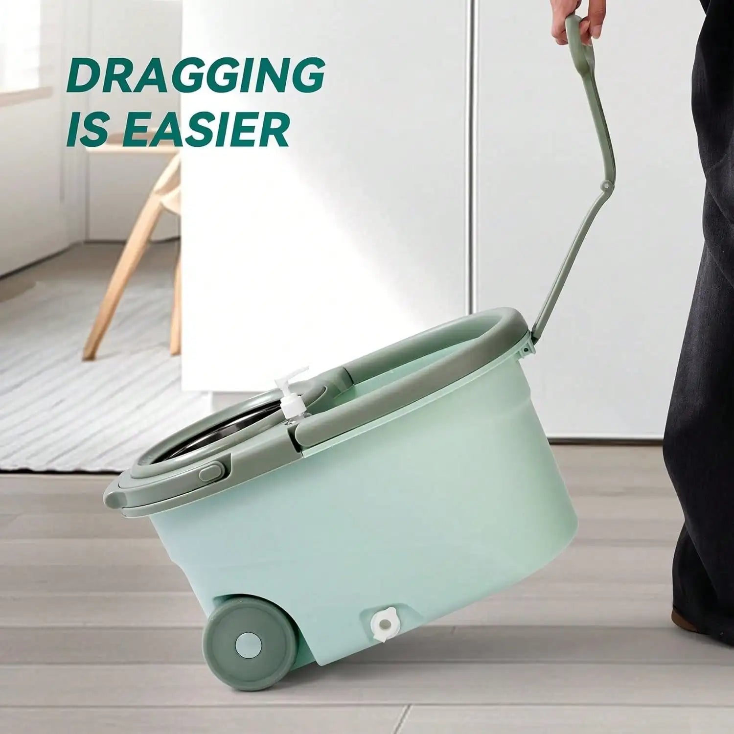 360 Spin Mop and Bucket System with Wringer 61 Inch Handle