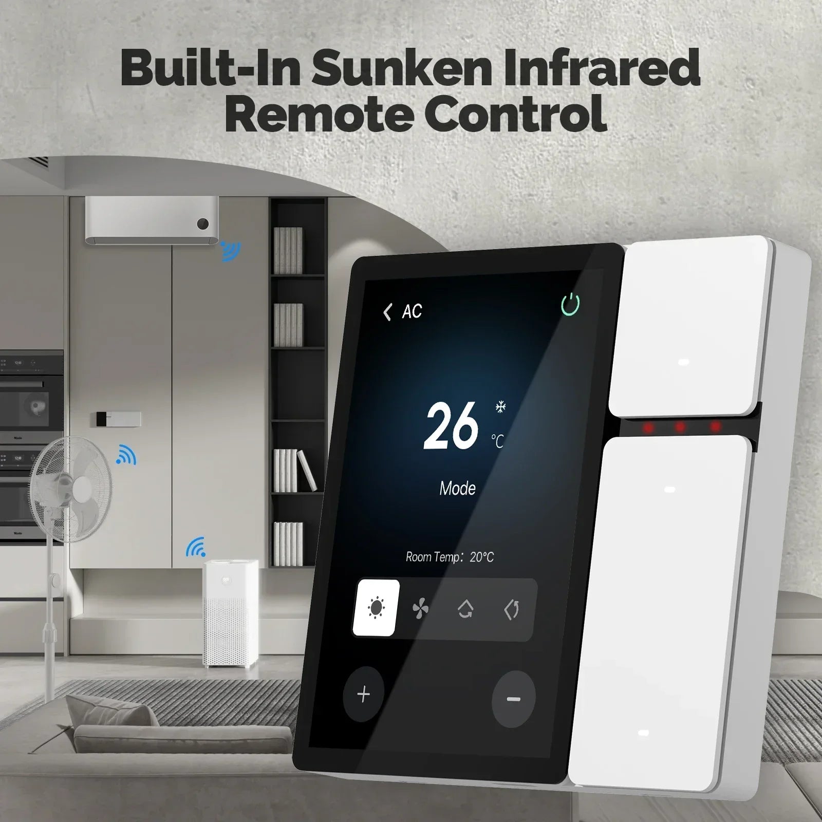 3.5-Inch Smart Control Panel Screen with 3 Relays, 3 Physical Buttons, IR Remote, Bluetooth Sigmesh Hub | 41765670