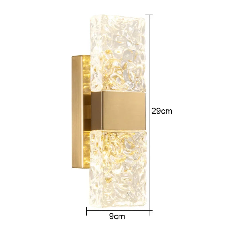 Modern Water Ripple Glass Rectangle Wall Lamp Gold 29x9cm | 41765670