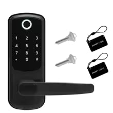 WiFi Smart Door Lock | Biometric Fingerprint, Password, Card & Key | USB Emergency Charger | Silver