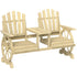 2-Seat Outdoor Wooden Bench with Table, Natural Wood | 1503