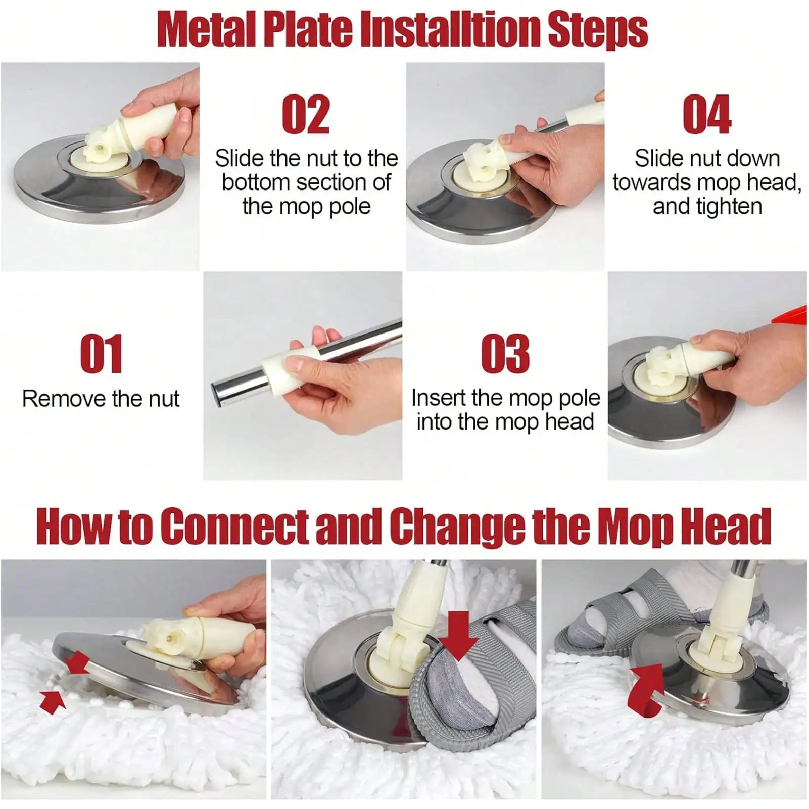 Spin Mop and Bucket with Wringer Set Rolling System