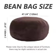 Adult Memory Foam Bean Bag Chair, 39 x 39 x 24 in, Soft Flannel Washable Cover, Padded Reading Seat for Bedroom and Dorm | 200134144
