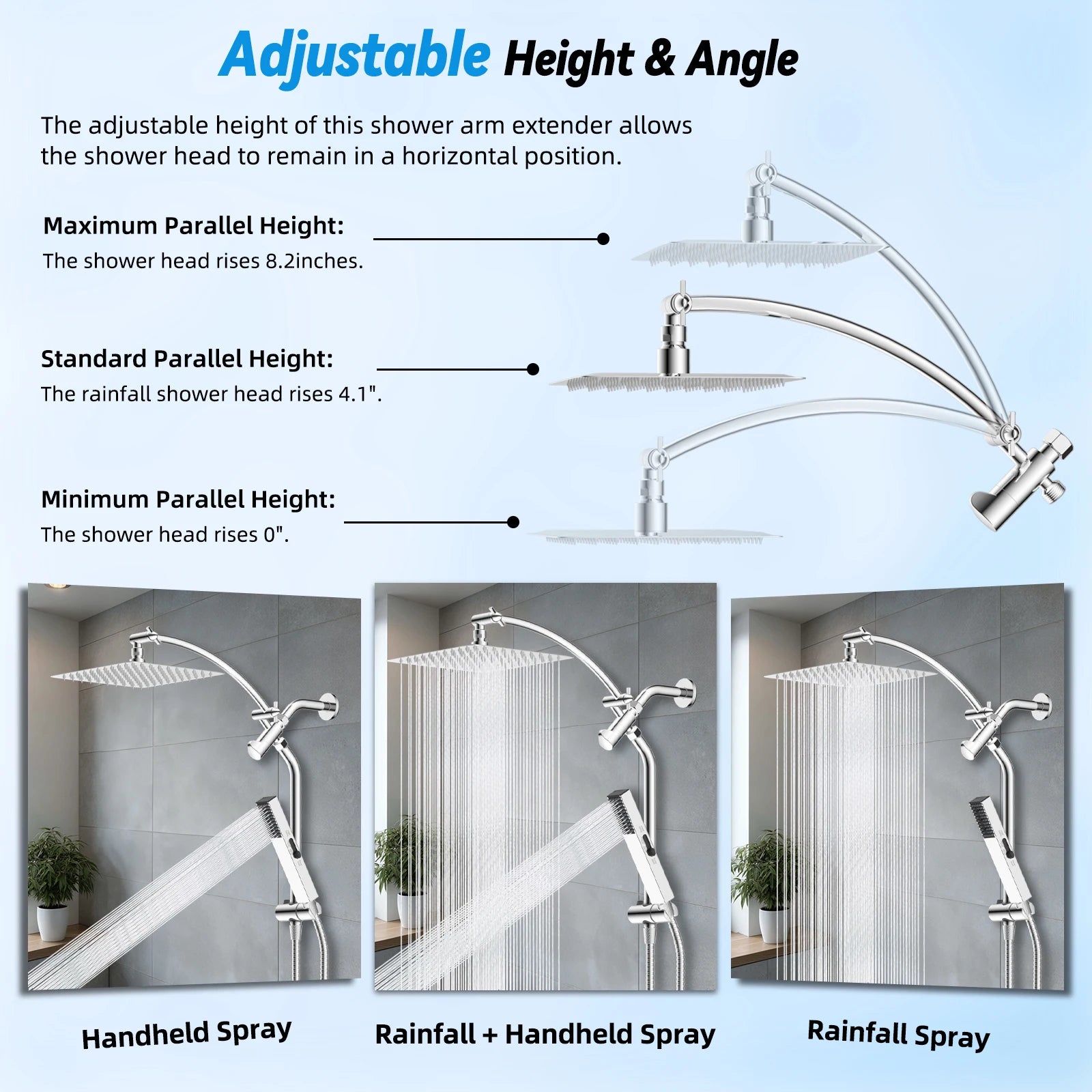 Dual Shower Head Combo with 10-Inch High Pressure Rainfall Shower and Slide Bar