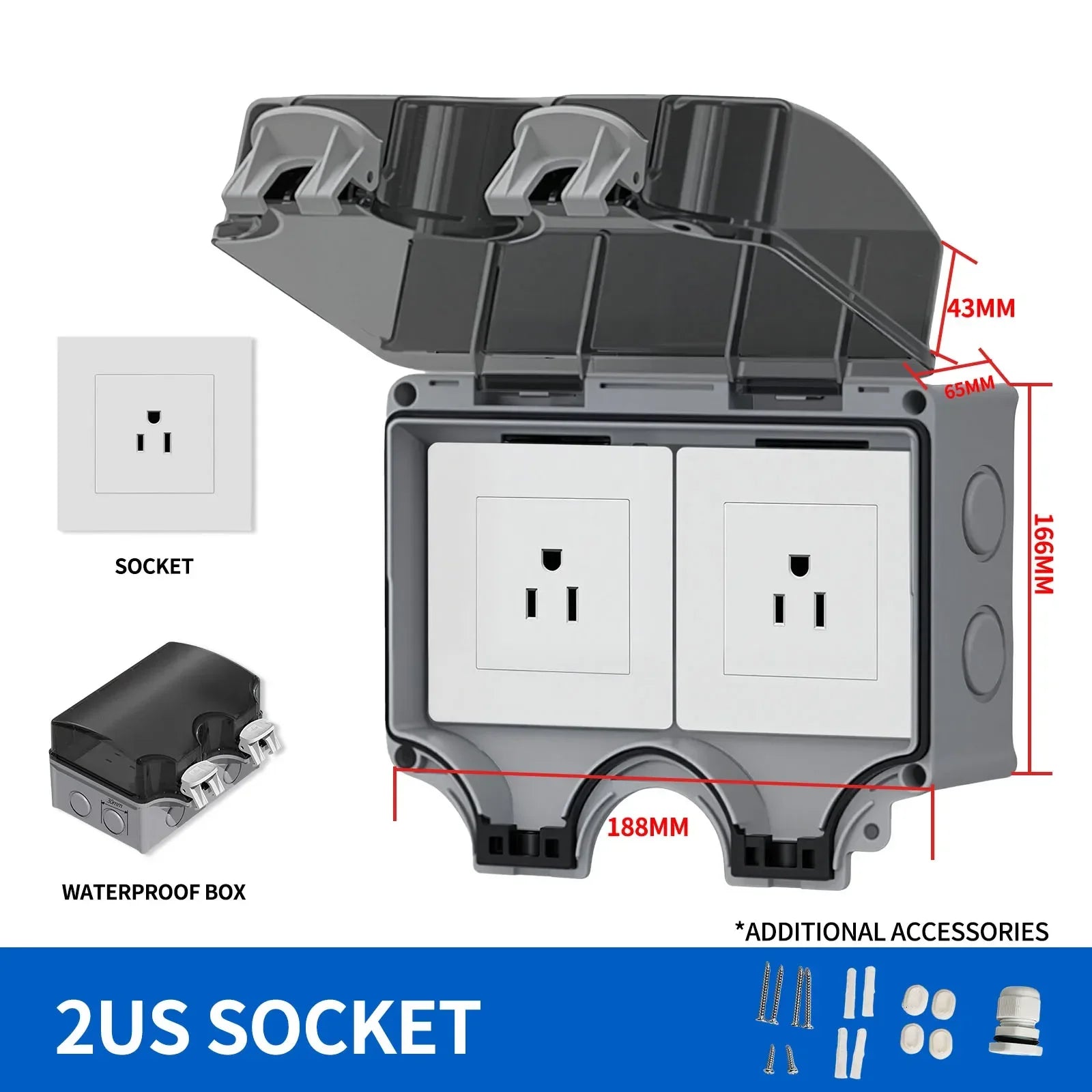 IP66 Weatherproof Outdoor Double Socket | EU