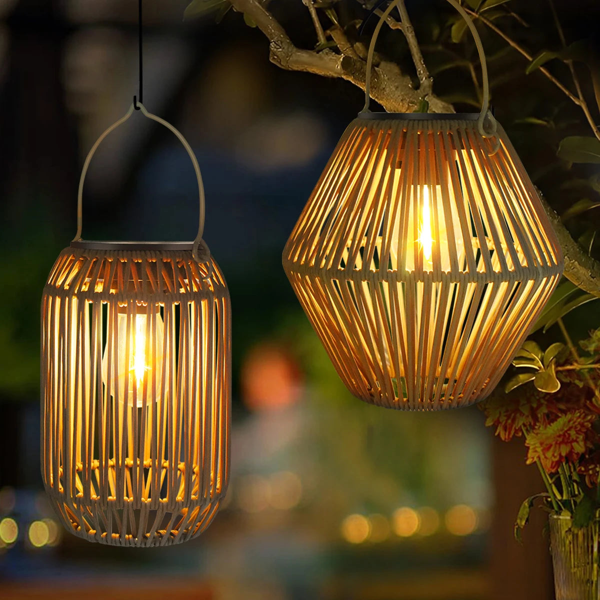 Solar Lantern Outdoor Waterproof Hanging Woven Boho Lamp Light for Garden Yard | XM-JGD-BT