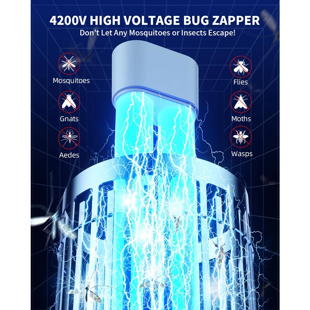 Outdoor Mosquito Bug Zapper Dual LED Light 4200V Electric Fly Trap