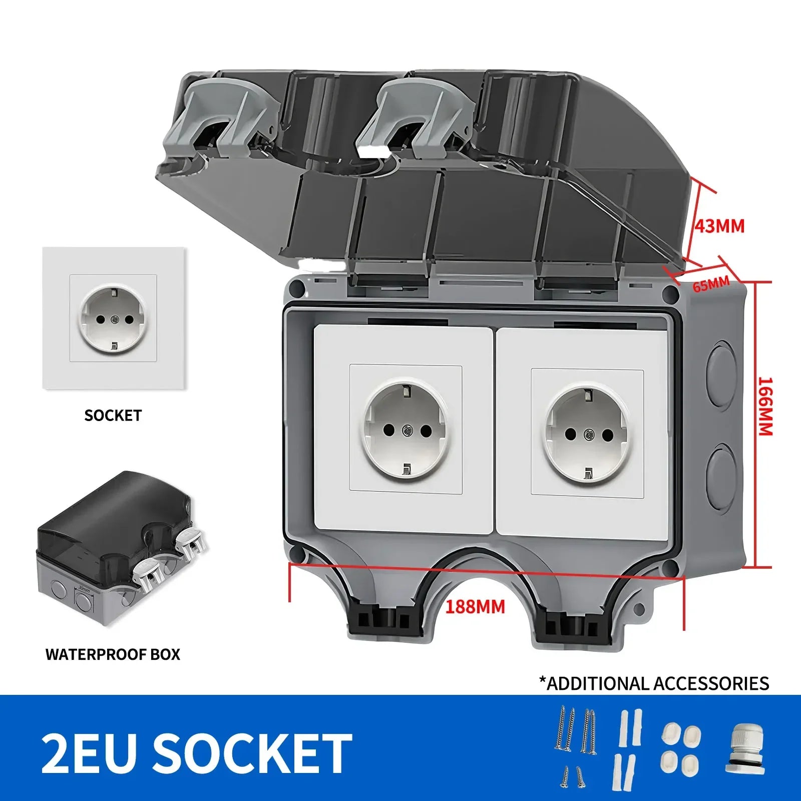 IP66 Weatherproof Outdoor Double Socket | EU