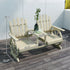 2-Seat Outdoor Wooden Bench with Table, Natural Wood | 1503