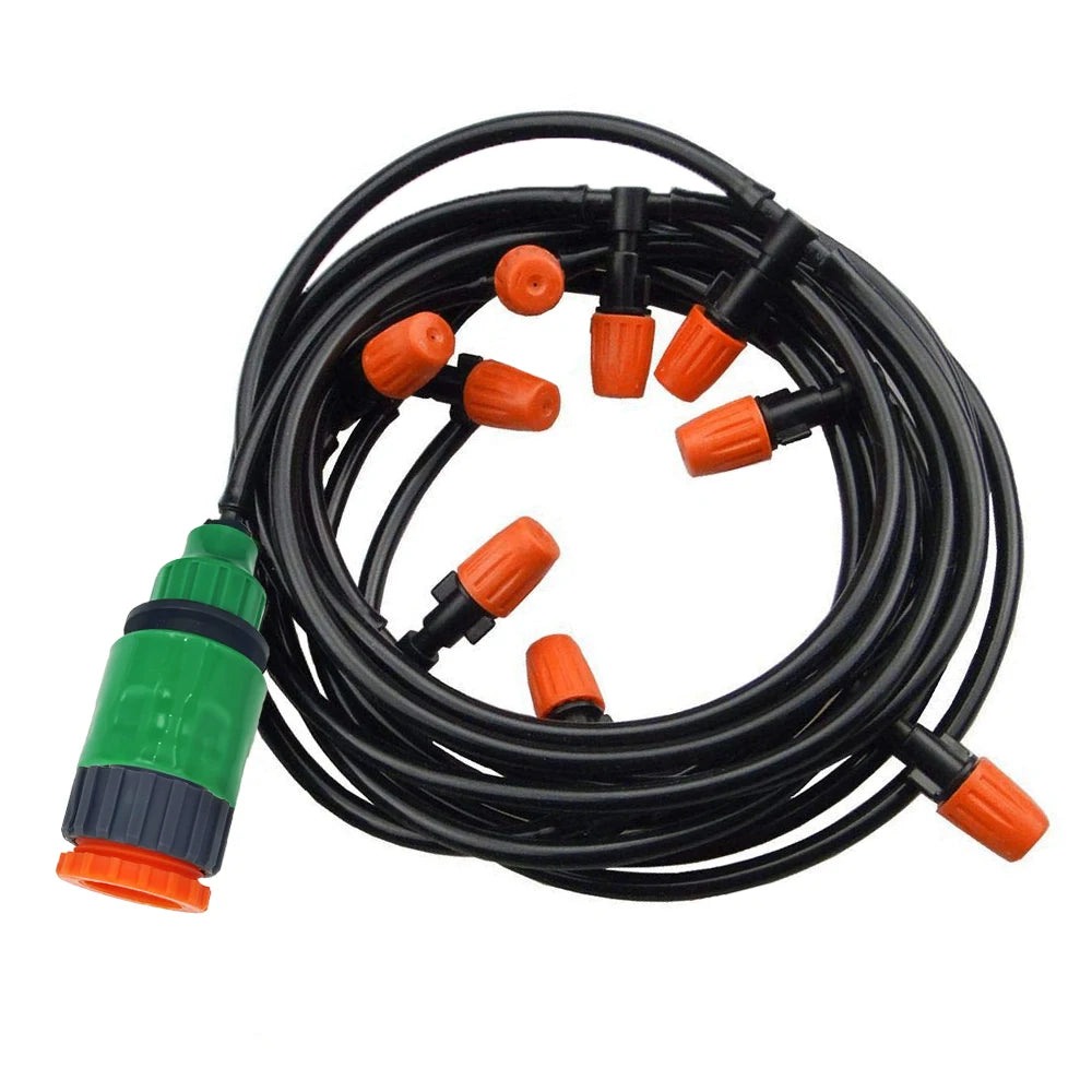 Fog Nozzles Irrigation Kit Garden Automatic Spray Misting Plant Watering System with 4/7 PE Hose and Connector