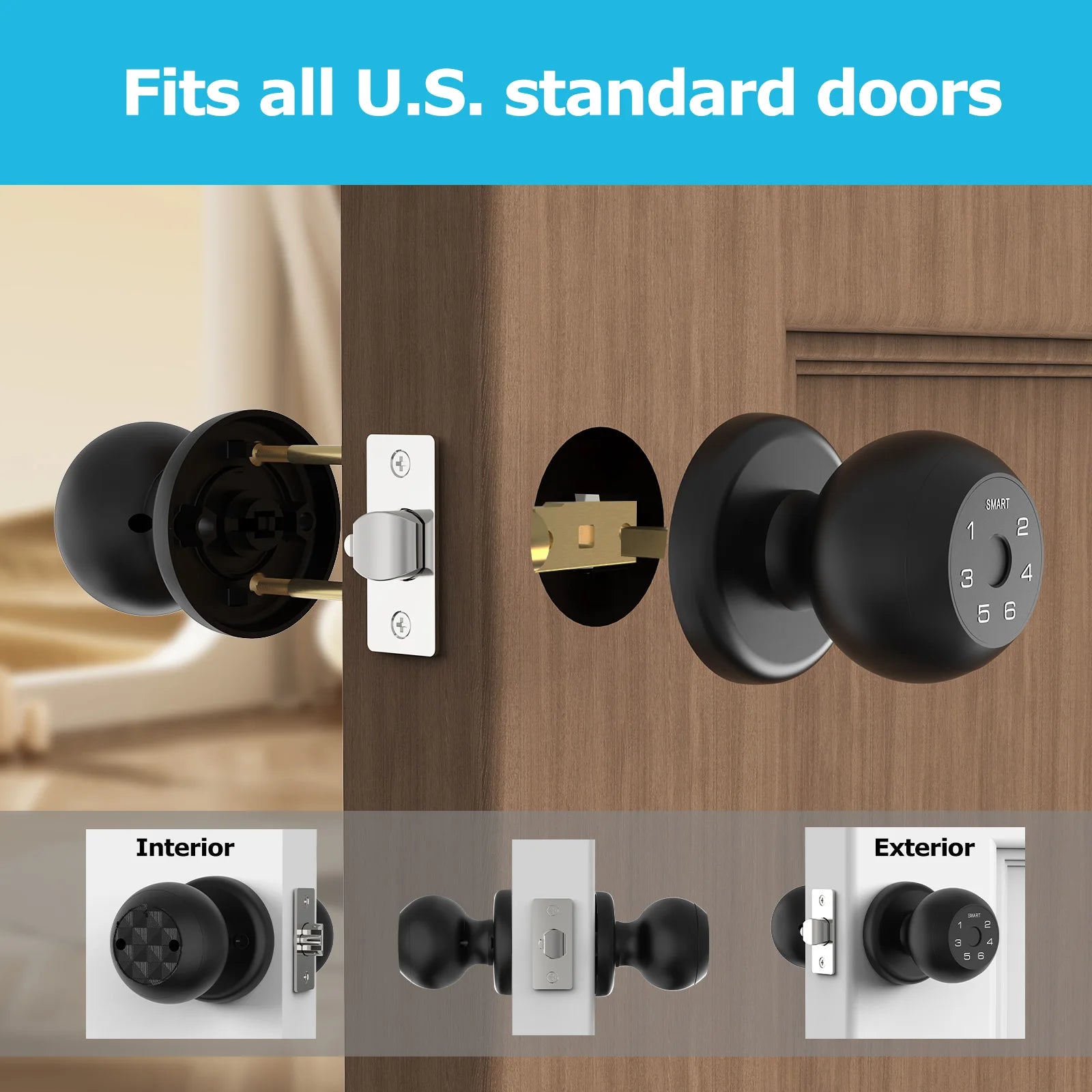 Smart Lock Fingerprint, Passcode, App Control, Type-C Emergency Power, Indoor Door Lock | 41765670