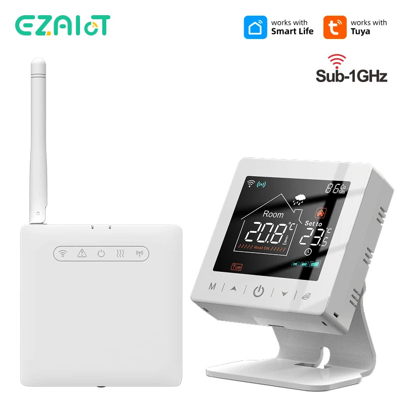 Smart Home WiFi Thermostat RF Wireless Gas Boiler Heating Programmable Room Temperature Remote Controller with Alexa Google | WiFi