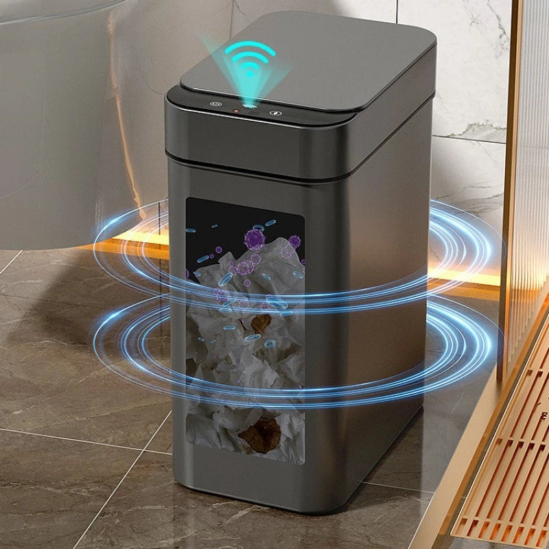 2 Pack Smart WiFi Automatic Sensor Trash Can, Touchless Electric Motion Sensor Waste Bin for Bathroom Kitchen Bedroom Slim Narrow Design