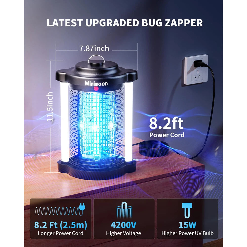 Outdoor Mosquito Bug Zapper Dual LED Light 4200V Electric Fly Trap
