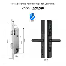 Waterproof Sliding Door Smart Lock TTLock App Alexa Fingerprint Digital Code RFID Card Anti-Lock Aluminum Glass Electronic Lock