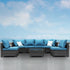 7-Piece Patio Furniture Set - All-Weather Wicker Rattan Outdoor Conversation Set in Black/Peacock Blue for Backyard Garden Pool