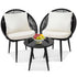 3-Piece Outdoor Bistro Set, Woven Rope Chairs with Cushions, All-Weather Patio Conversation Set with Side Table