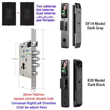 3D Face Recognition Smart Door Lock with Camera | Tuya & Smart Life App Control | Voice Intercom | Fingerprint & Password | Rechargeable Battery | 30280 SC S-H SB