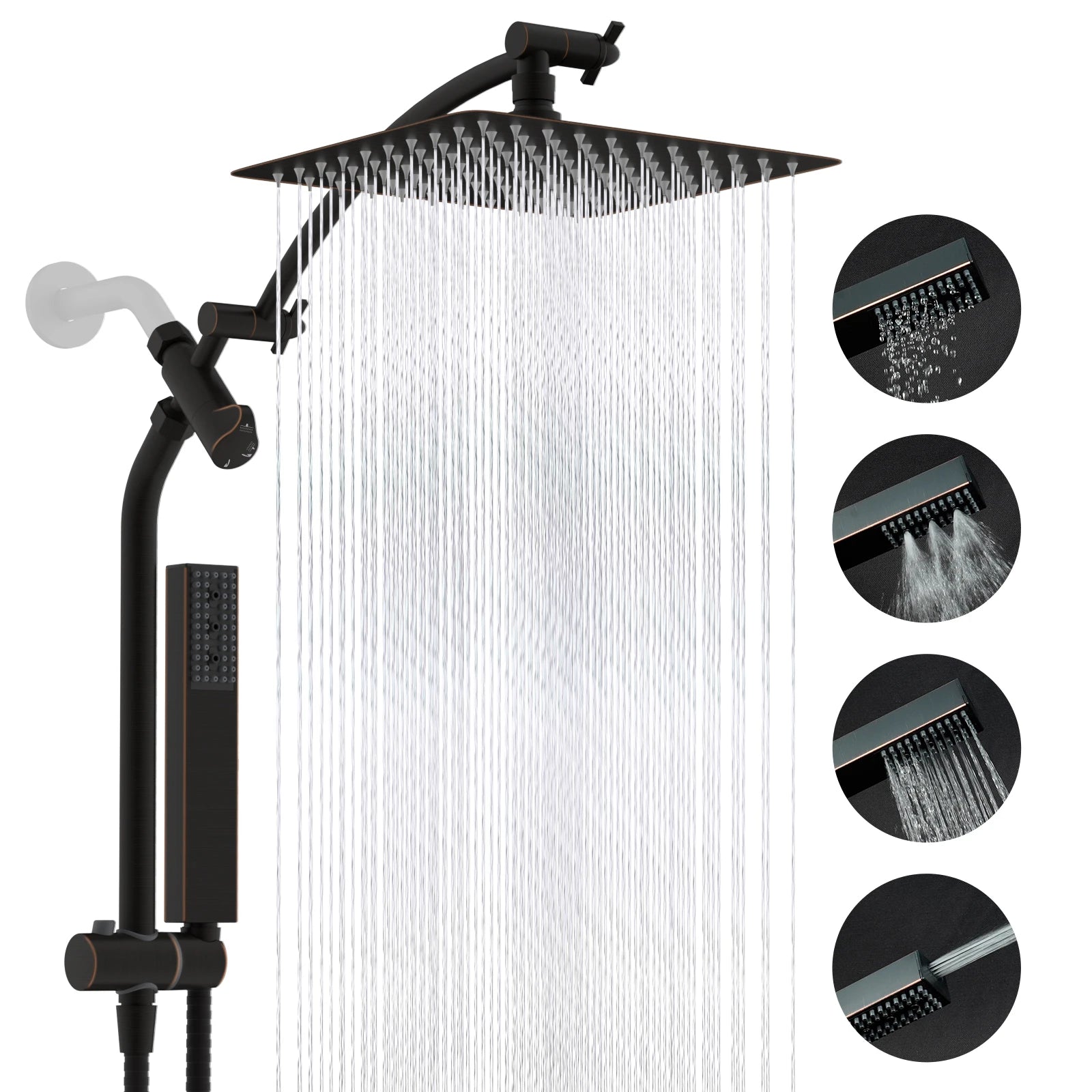 Dual Shower Head Combo with 10-Inch High Pressure Rainfall Shower and Slide Bar