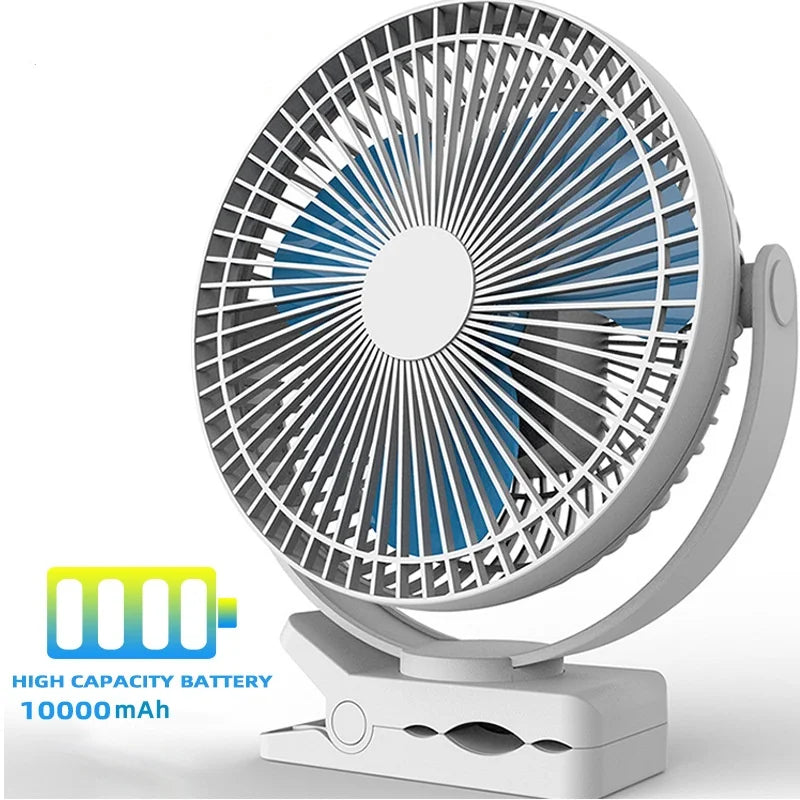 8-Inch Rechargeable Battery Operated Clip-On Air Circulating USB Fan
