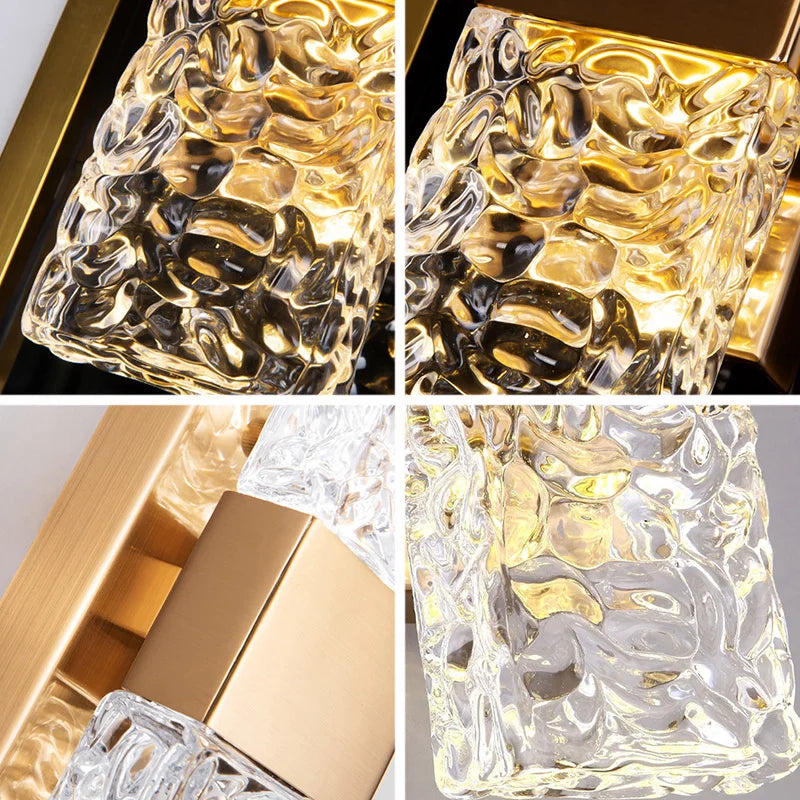 Modern Water Ripple Glass Rectangle Wall Lamp Gold 29x9cm | 41765670