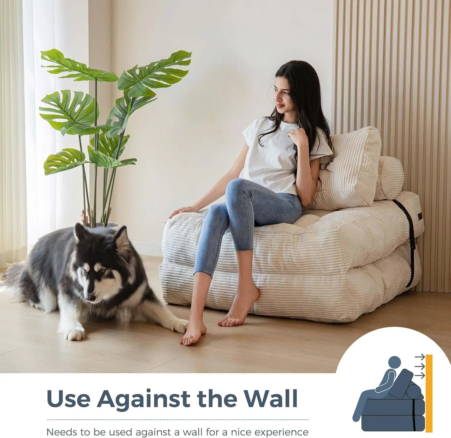 Folding Sofa Bed, Convertible Sleeper Chair with Pillow, Portable Fold Out Chair Bed Comfy Floor Sofa Lounge