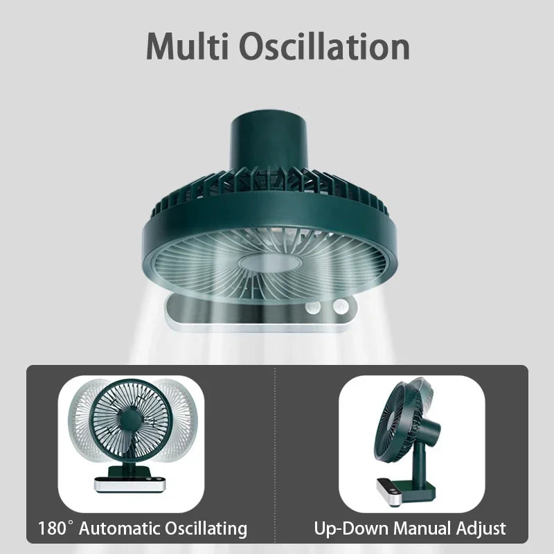 USB Rechargeable Oscillating Desk Fan 4 Speed Settings 5000mAh Table Fan