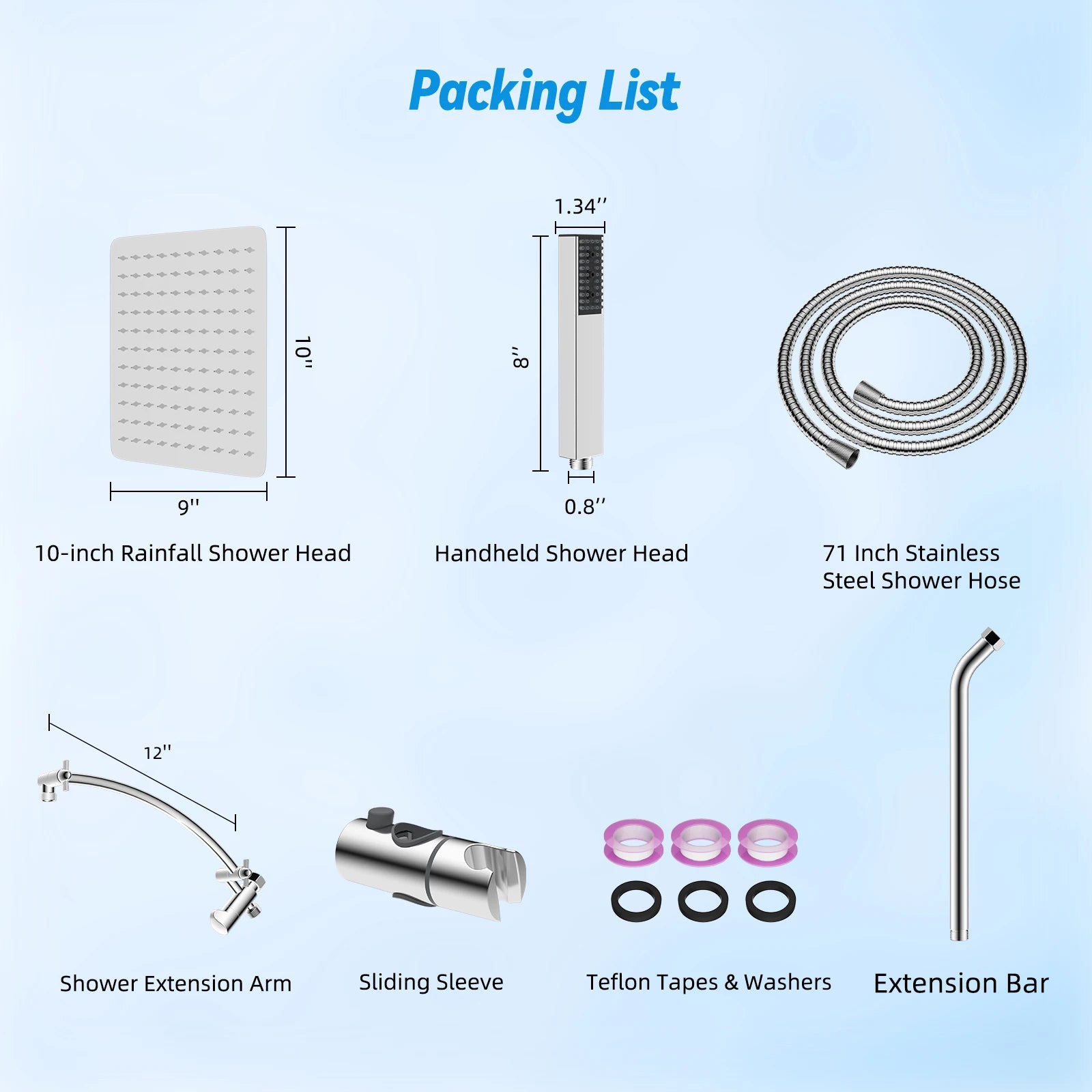 Dual Shower Head Combo with 10-Inch High Pressure Rainfall Shower and Slide Bar