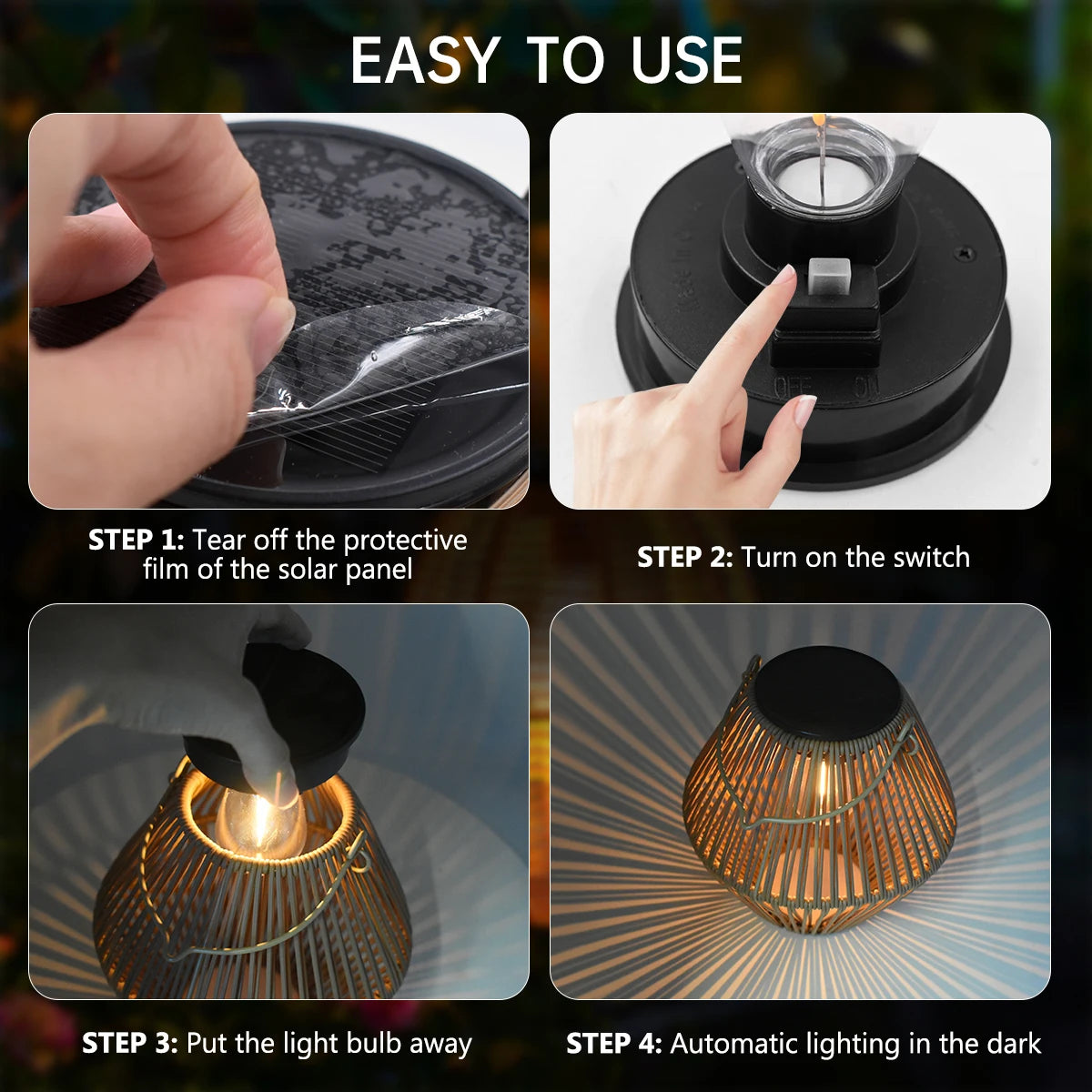 Solar Lantern Outdoor Waterproof Hanging Woven Boho Lamp Light for Garden Yard | XM-JGD-BT