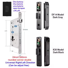 3D Face Recognition Smart Door Lock with Camera | Tuya & Smart Life App Control | Voice Intercom | Fingerprint & Password | Rechargeable Battery | 30280 SC S-H SB