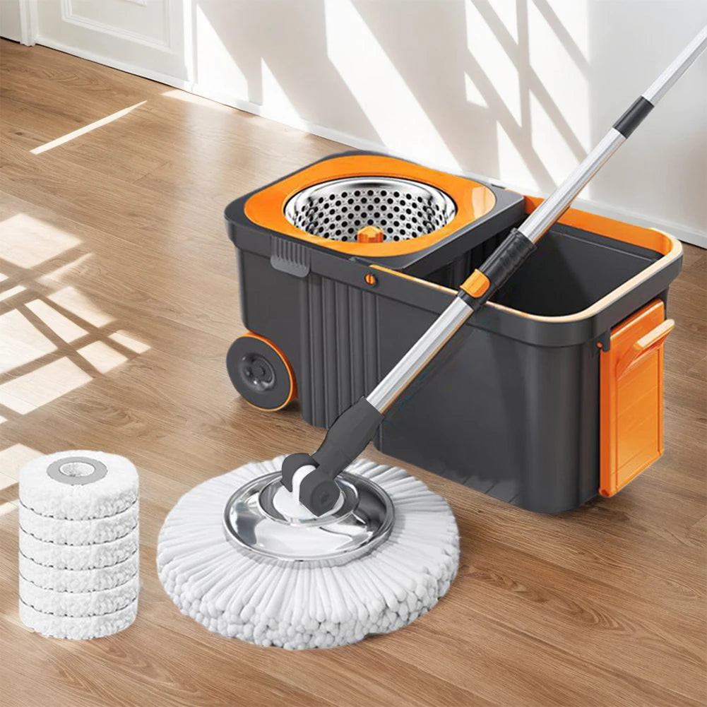Automatic Spin Mop and Bucket Set with 6 Microfiber Refills
