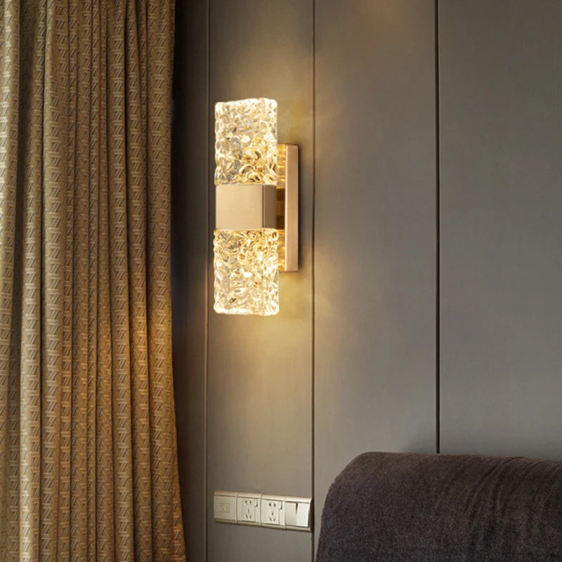 Modern Water Ripple Glass Rectangle Wall Lamp Gold 29x9cm | 41765670